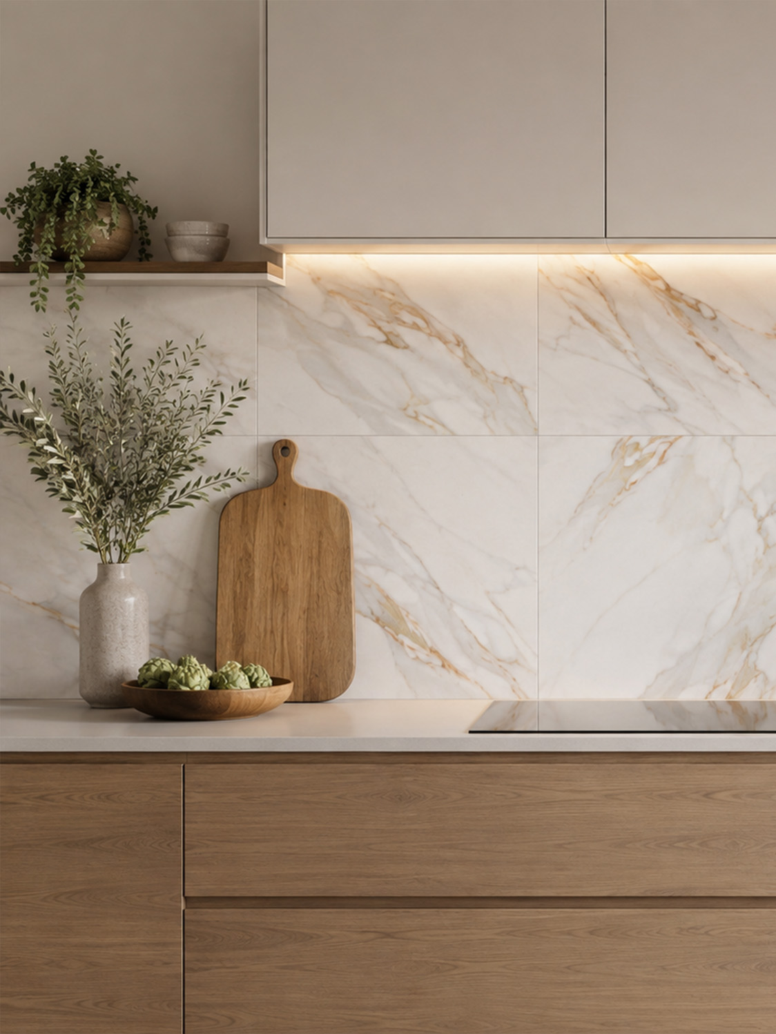 calcatta gold calacatta-look tiles kitchen splashback