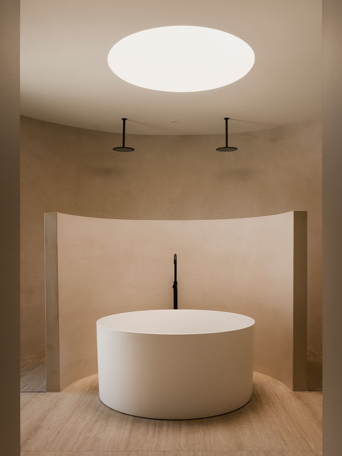 architectural bathroom contemporary travertine look tiles