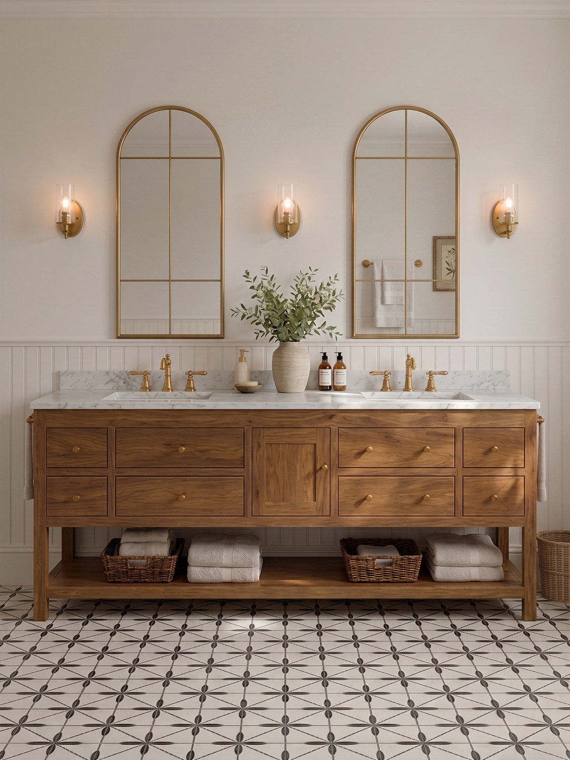 ecaustic look revival tile in a bathroom