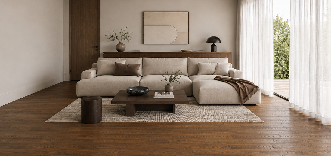 Engineered timber flooring in a living room