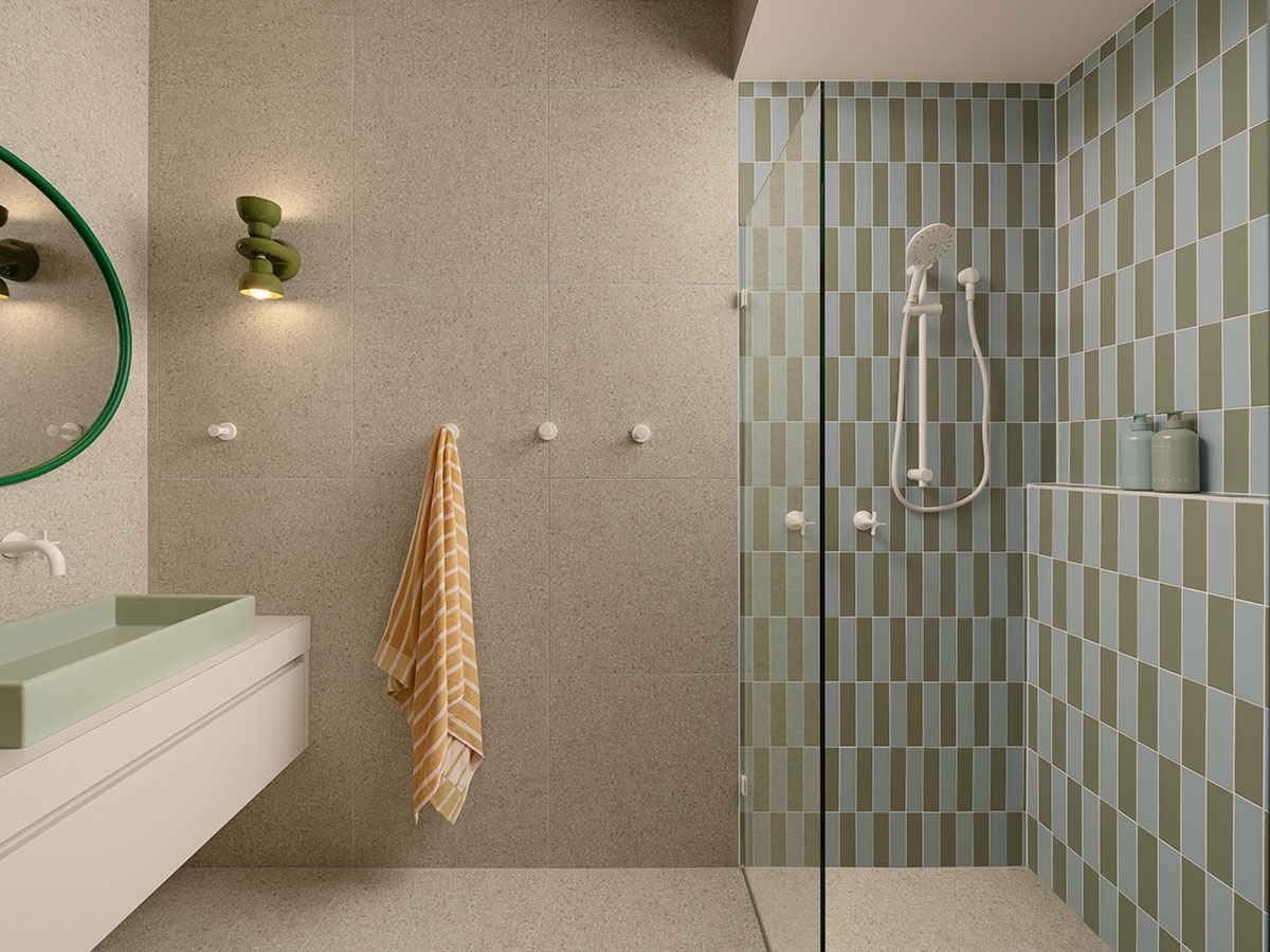 Ceramic wall tiles in a bathroom