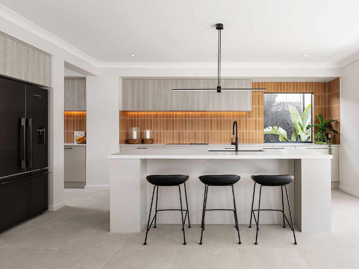 Ceramic splashback tiles in a kitchen