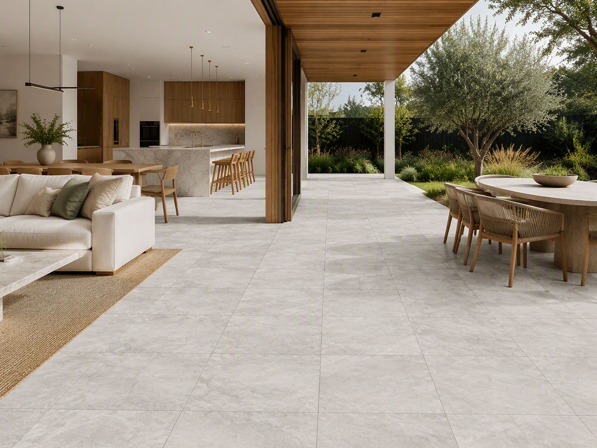 In-out tiles around a pool
