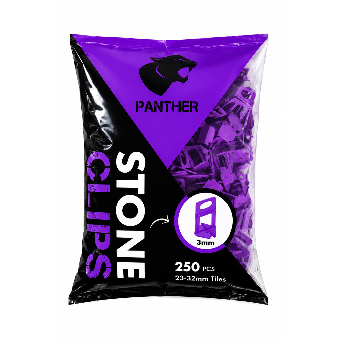 Panther Levelling 3mm Base Clips - Stone 250pce Bag