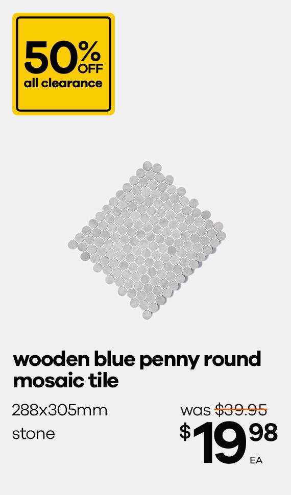 Wooden Blue Penny Round Mosaic Tile