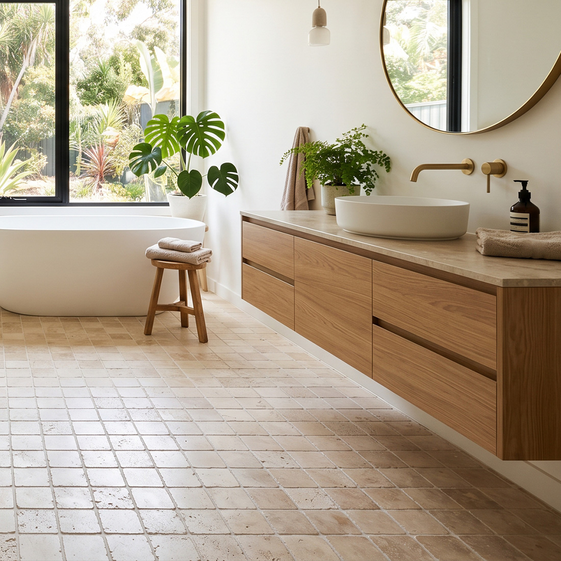 Antique stone travertine tiles bathroom