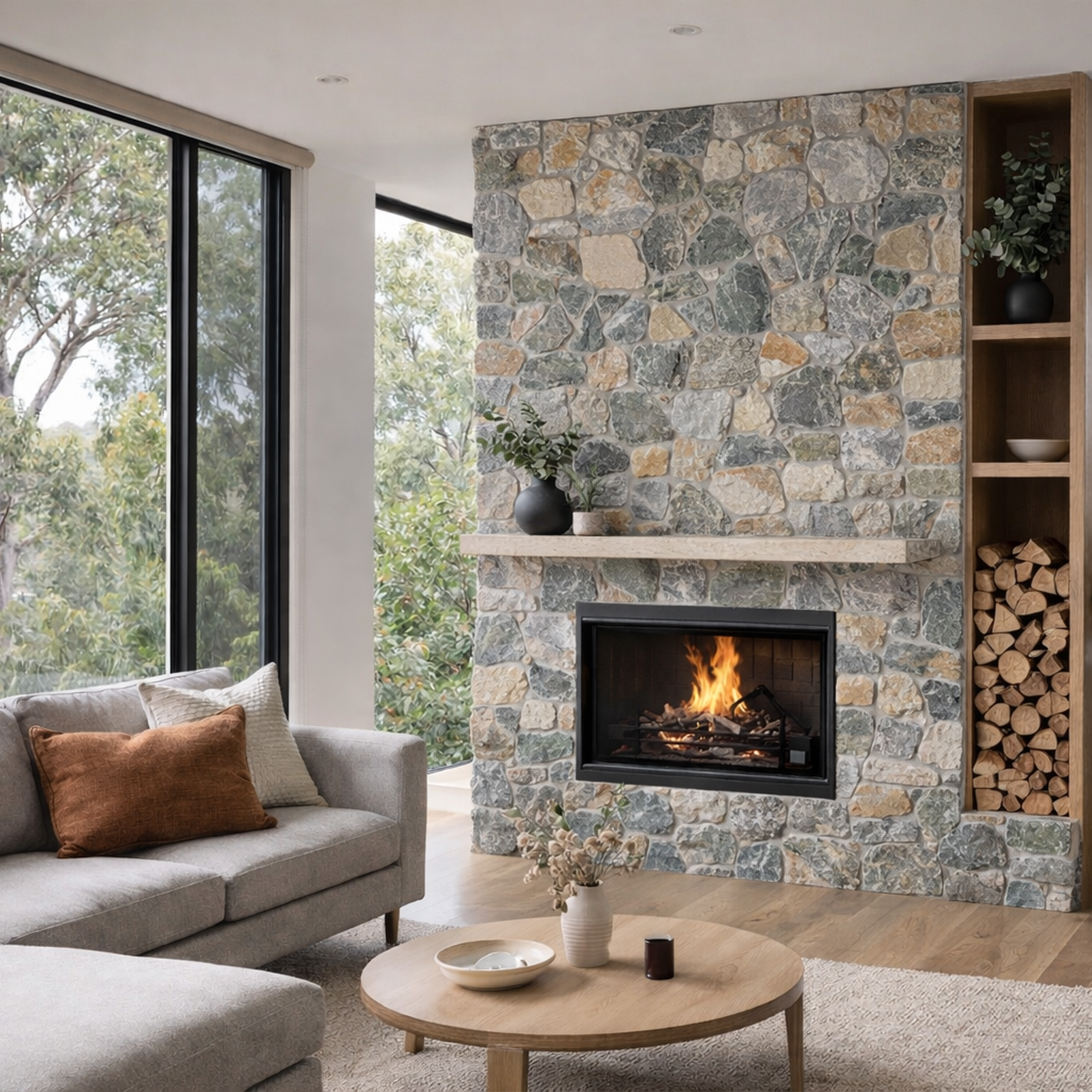 Landmark Grey Limestone Freeform Stone Cladding Corner - 200x300mm