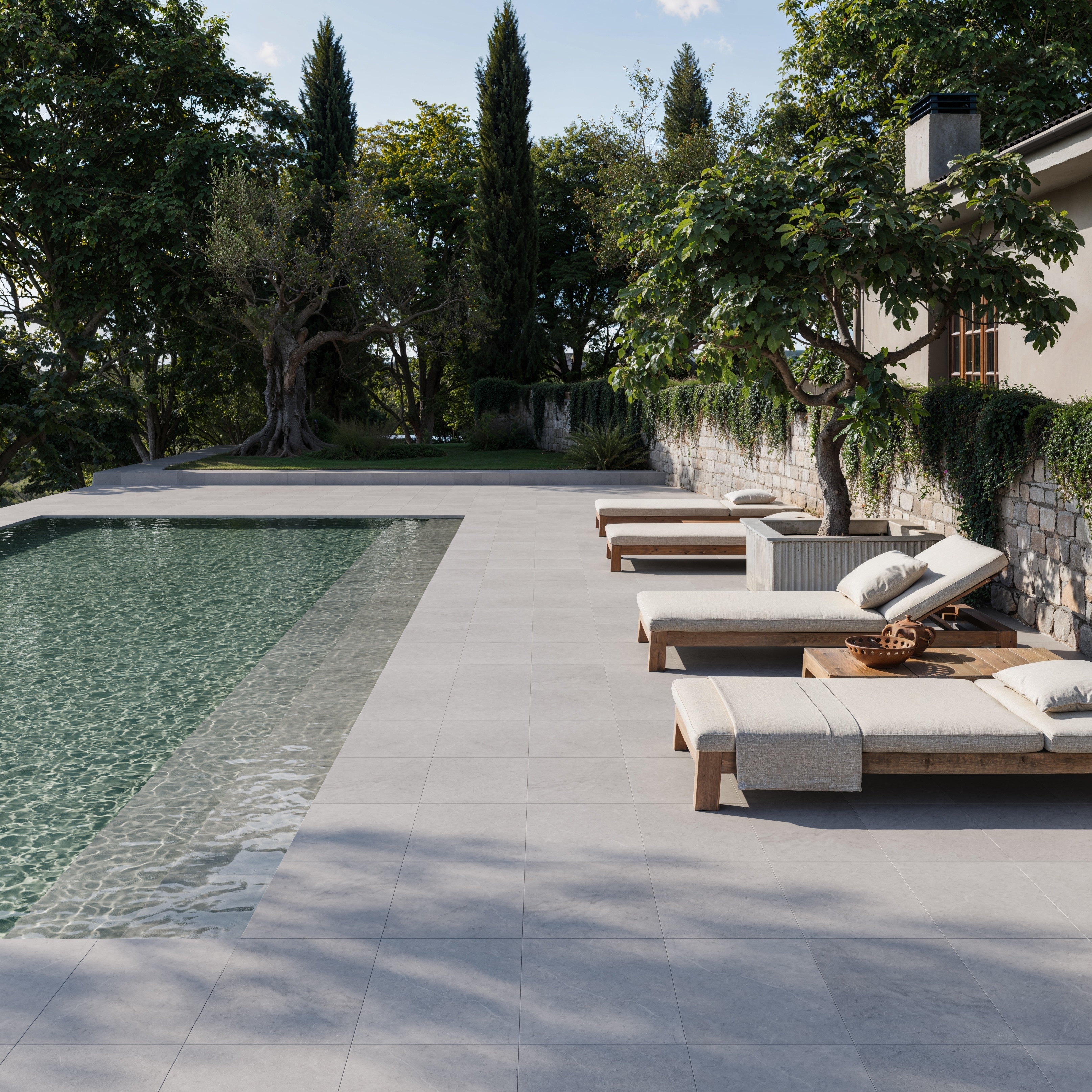 stone pool area tiles